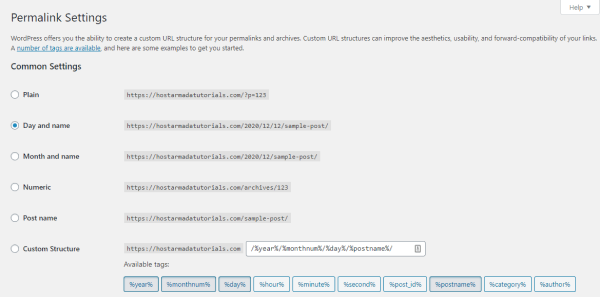 wordpress-permalink-settings